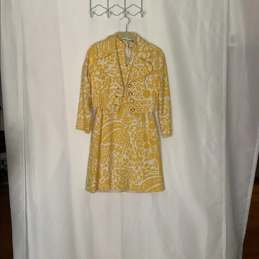 Vintage yellow thermal dress with jacket - Picture 1 of 14